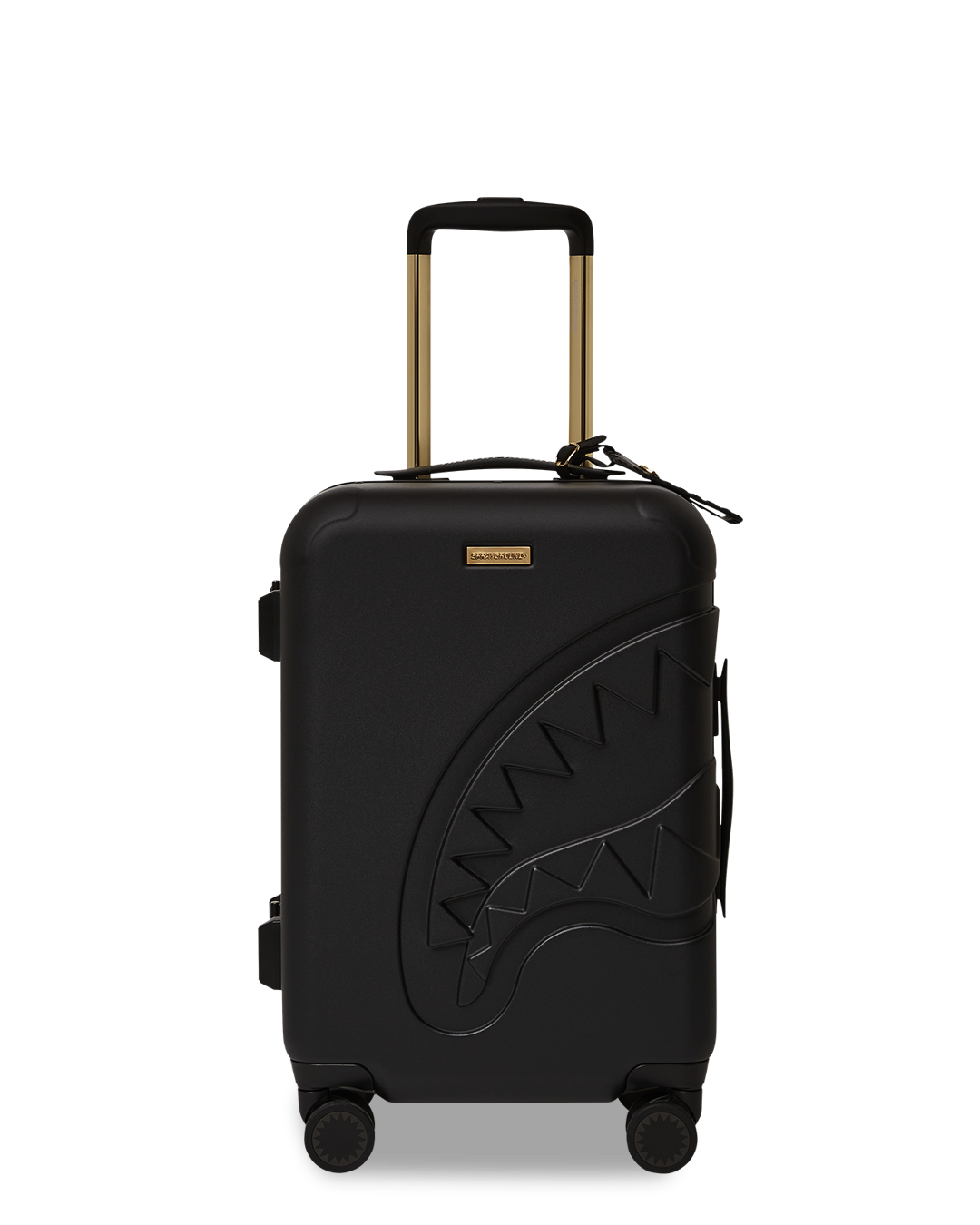 REALITY CHECK SHARKNAUTICS HARDSHELL CARRY-ON JETBLACK LUGGAGE (GOLD HARDWARE)