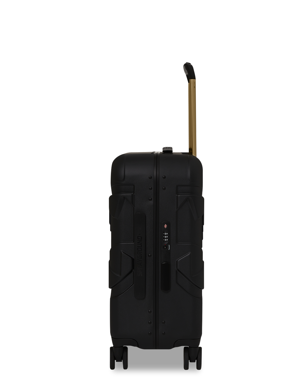 REALITY CHECK SHARKNAUTICS HARDSHELL CARRY-ON JETBLACK LUGGAGE (GOLD HARDWARE)