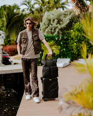 REALITY CHECK SHARKNAUTICS HARDSHELL CARRY-ON JETBLACK LUGGAGE (GOLD HARDWARE)