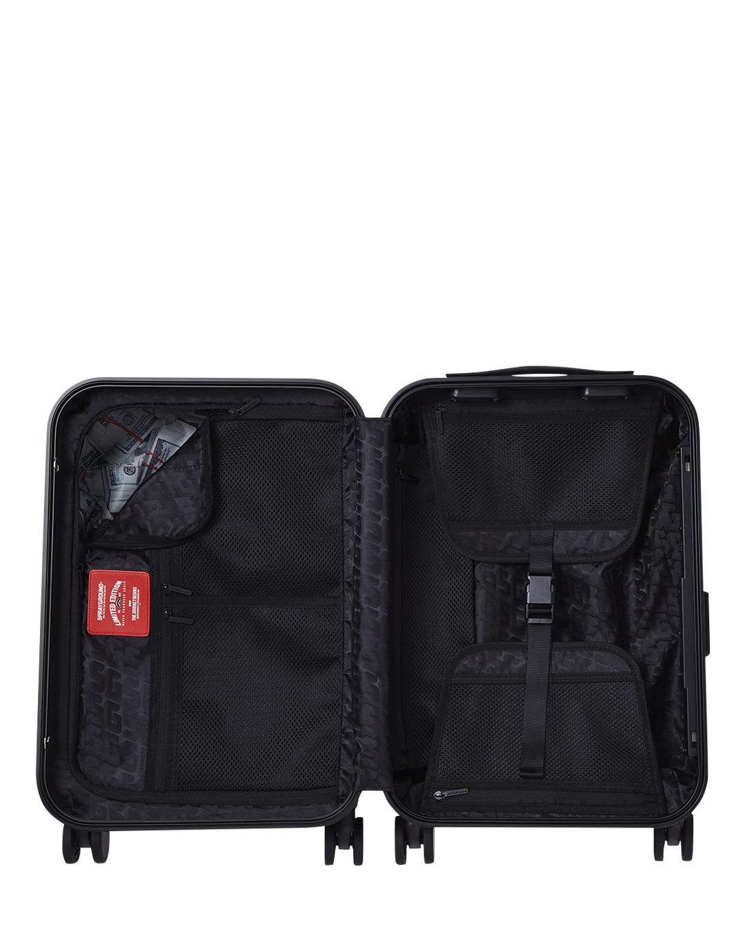 REALITY CHECK SHARKNAUTICS HARDSHELL CARRY-ON JETBLACK LUGGAGE (GOLD HARDWARE)